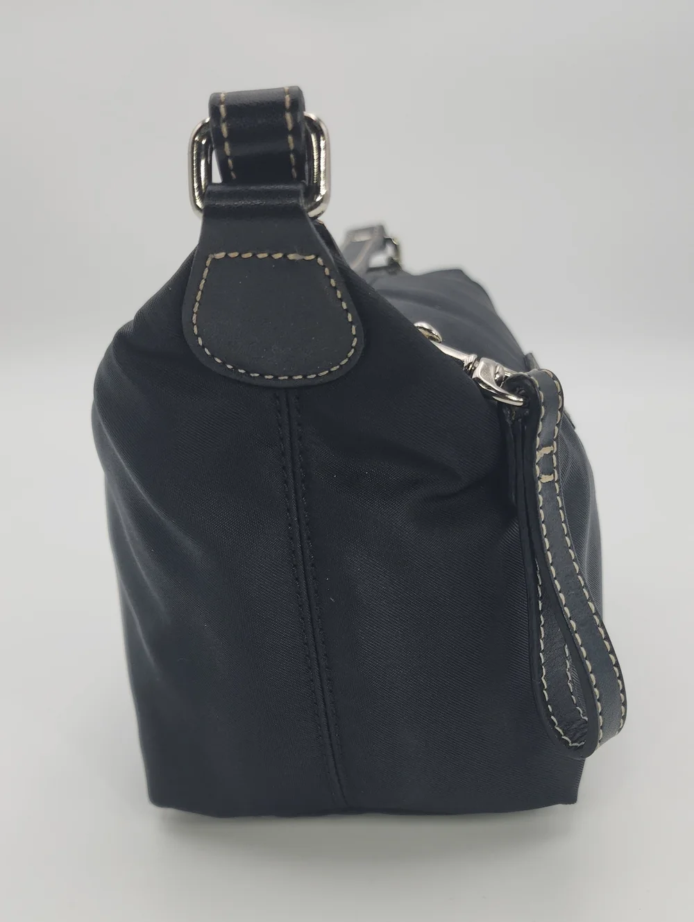 Vintage COACH Black Nylon Demi Mini Hobo Bag with Leather Trim